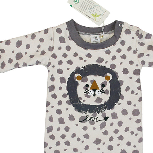 HIPZOO OCS-certified organic cotton long-sleeve polka dot baby onesie made in Korea