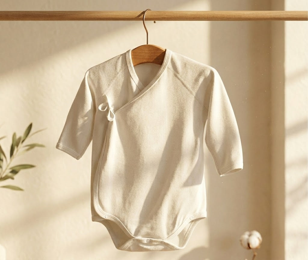 HIPZOO off-white organic cotton Korean jeogori style baby onesie