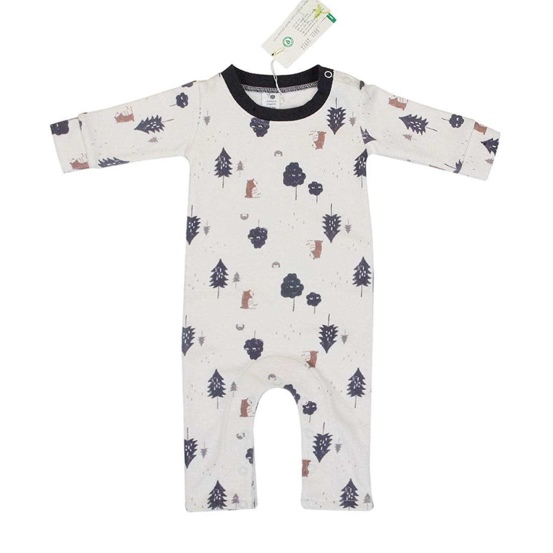 Hipzoo Organic Cotton Baby Rompers - Forest Friends Collection (Beige & Gray)