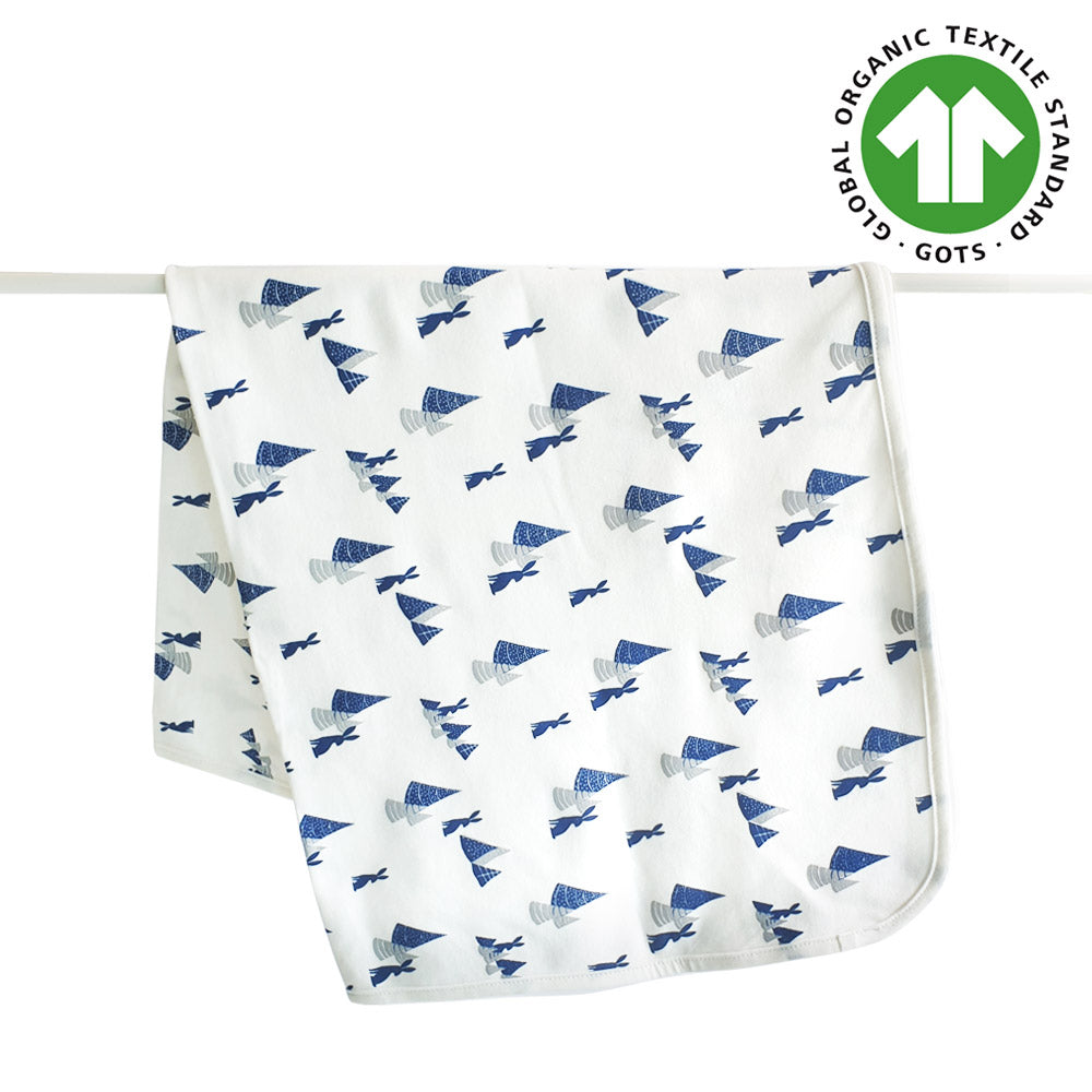 Organic Cotton Swaddle Blanket – Rabbit and Tree Design