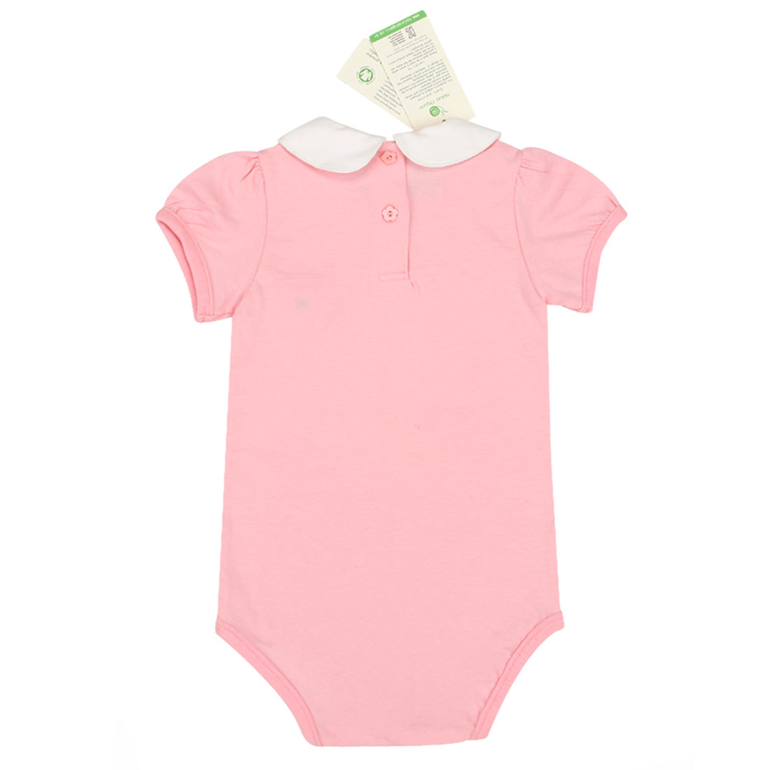 Organic Cotton Pink Collar Baby Bodysuit (OCS Certified) – White Peter Pan Collar | Made in Korea | Hipzoo