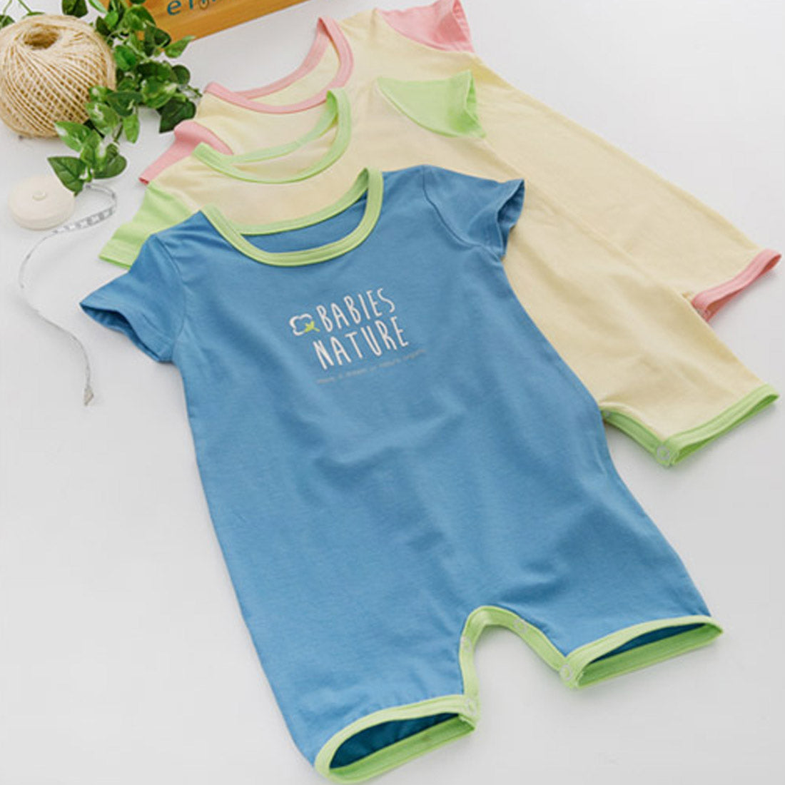 Soft & Cooling Bamboo Baby Short Sleeve Romper – Snap Button Summer Bodysuit