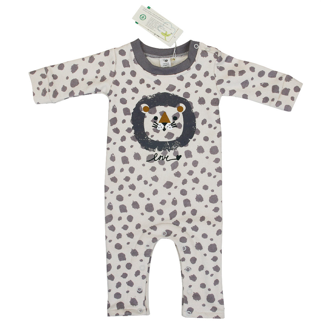 Hipzoo Organic Cotton Lion Baby Romper – Leopard Print Stretch Rib Jumpsuit | Made in Korea