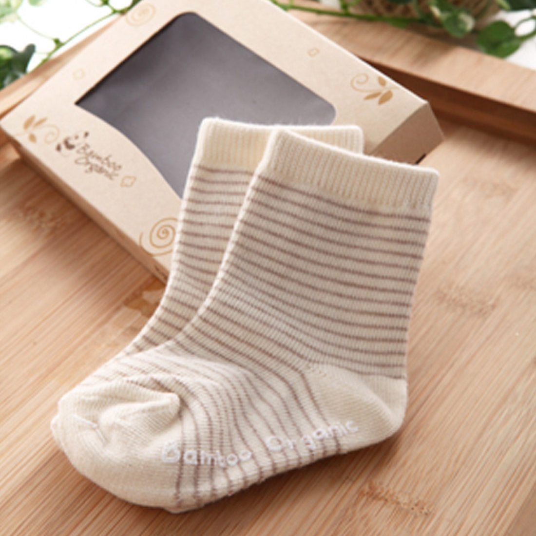 Organic Cotton Baby Socks Set - Stripes & Ribbon Pattern