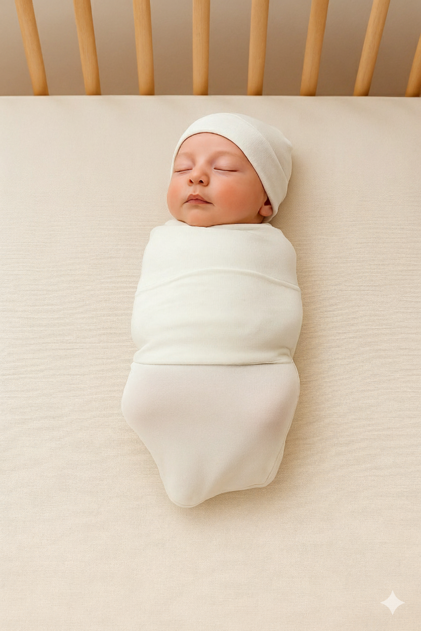 HIPZOO TENCEL™ Modal Newborn Cocoon Swaddle & Hat Set – Womb-Like Baby Wrap, Made in Korea