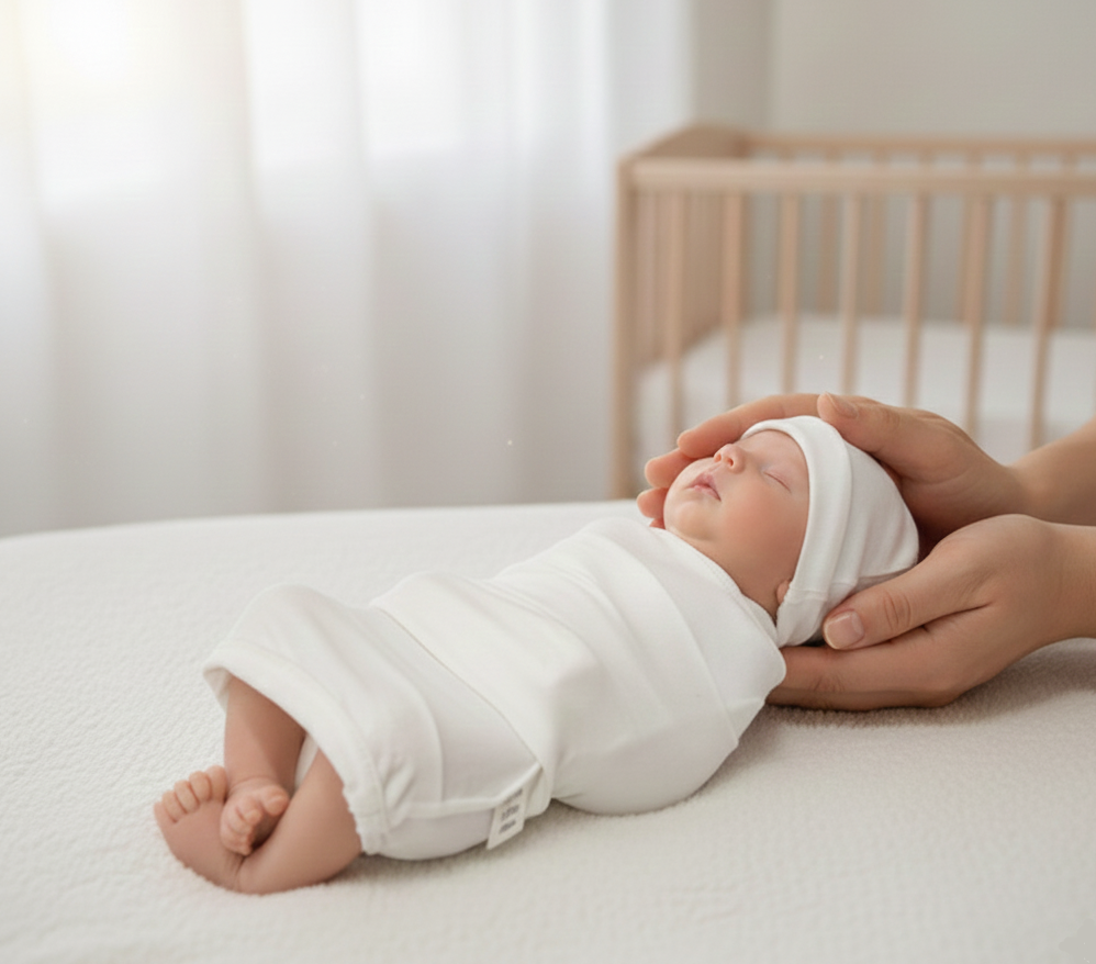 HIPZOO TENCEL™ Modal Newborn Cocoon Swaddle & Hat Set – Womb-Like Baby Wrap, Made in Korea