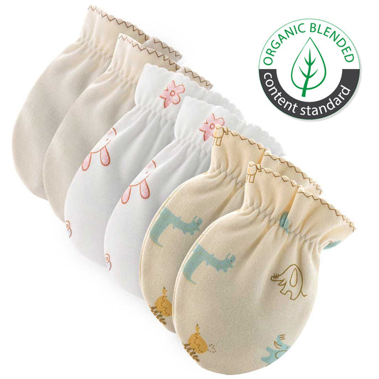 Hipzoo Organic Cotton Baby Mittens - 3-Pack Set