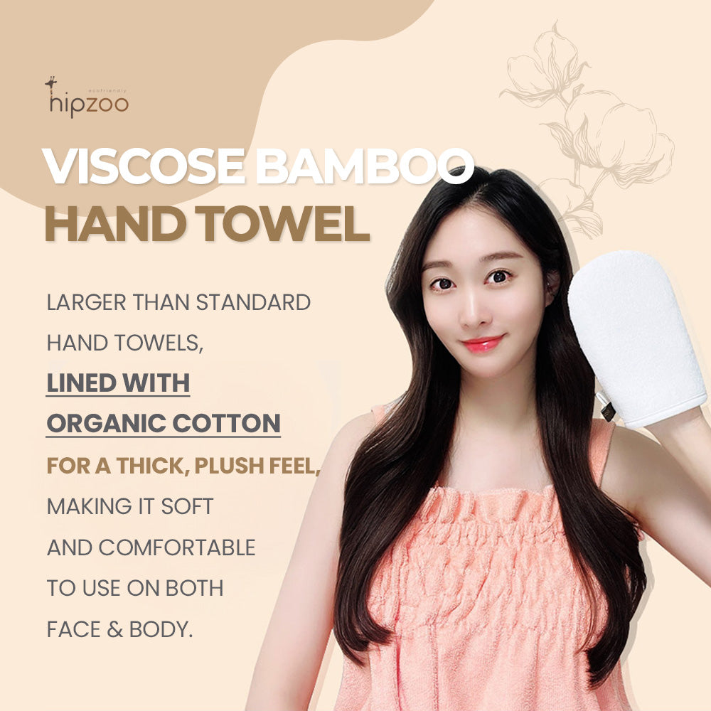 Viscose Bamboo Face and Body Towel – Made in Korea – Soft, Gentle Exfoliating Washcloth for Sensitive Skin – Organic Cotton Lining – Double-Sided Gauze and Terry Cloth