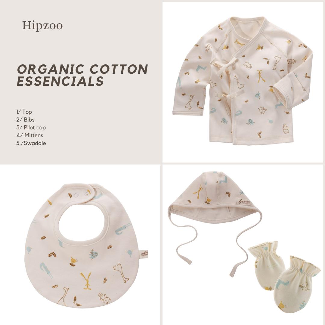 Hipzoo Organic Newborn 5-Piece Set - Animal Print