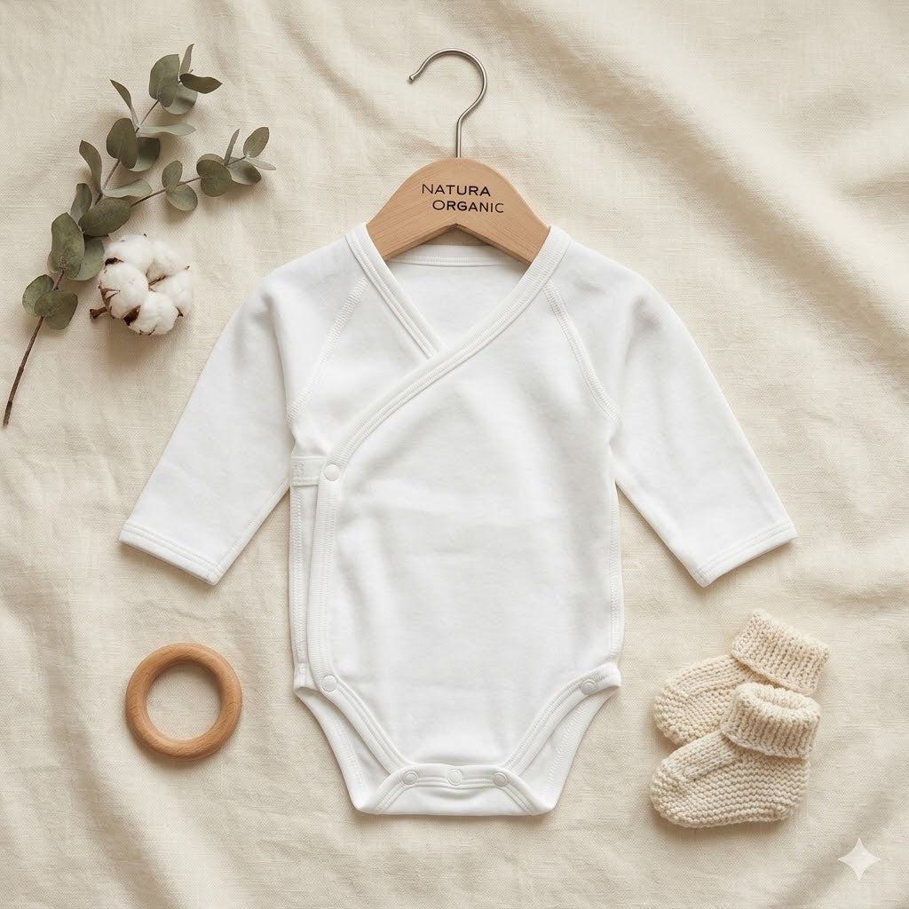 Tencel Modal Newborn Kimono Bodysuit – Soft 2-in-1 Baby Undersuit, Made in Korea