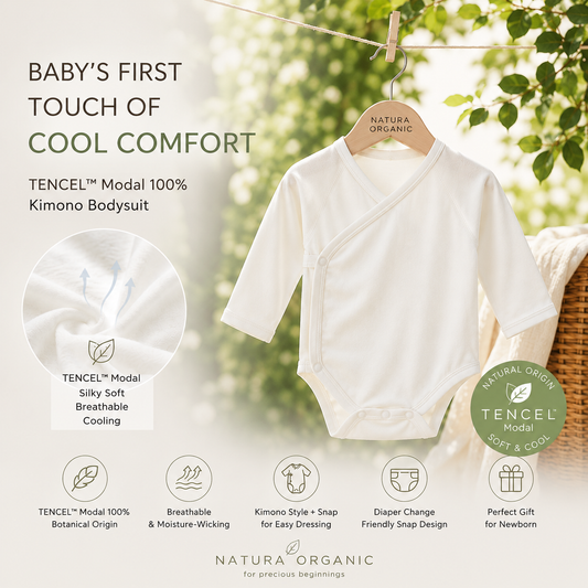 Tencel Modal Newborn Kimono Bodysuit – Soft 2-in-1 Baby Undersuit, Made in Korea