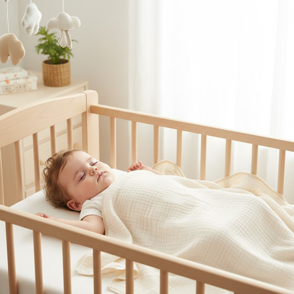 100% Cotton 3-Layer Muslin Baby Blanket – 90x120cm Breathable Gauze Swaddle & Toddler Throw