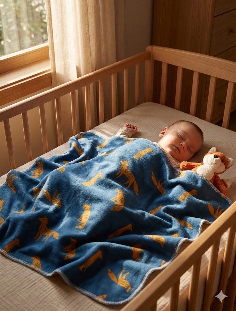 Hipzoo Organic Cotton Baby Blanket – Soft Breathable Fox Print Swaddle | Made in Korea