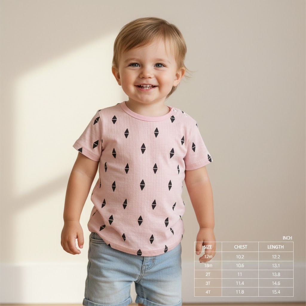 HIPZOO Organic Cotton Diamond Slub Baby T-Shirt – OCS Certified 100% Organic / Fluorescent-Free / Made in Korea