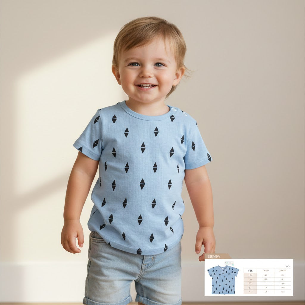 HIPZOO Organic Cotton Diamond Slub Baby T-Shirt – OCS Certified 100% Organic / Fluorescent-Free / Made in Korea