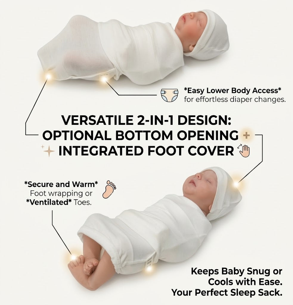 HIPZOO TENCEL™ Modal Newborn Cocoon Swaddle & Hat Set – Womb-Like Baby Wrap, Made in Korea