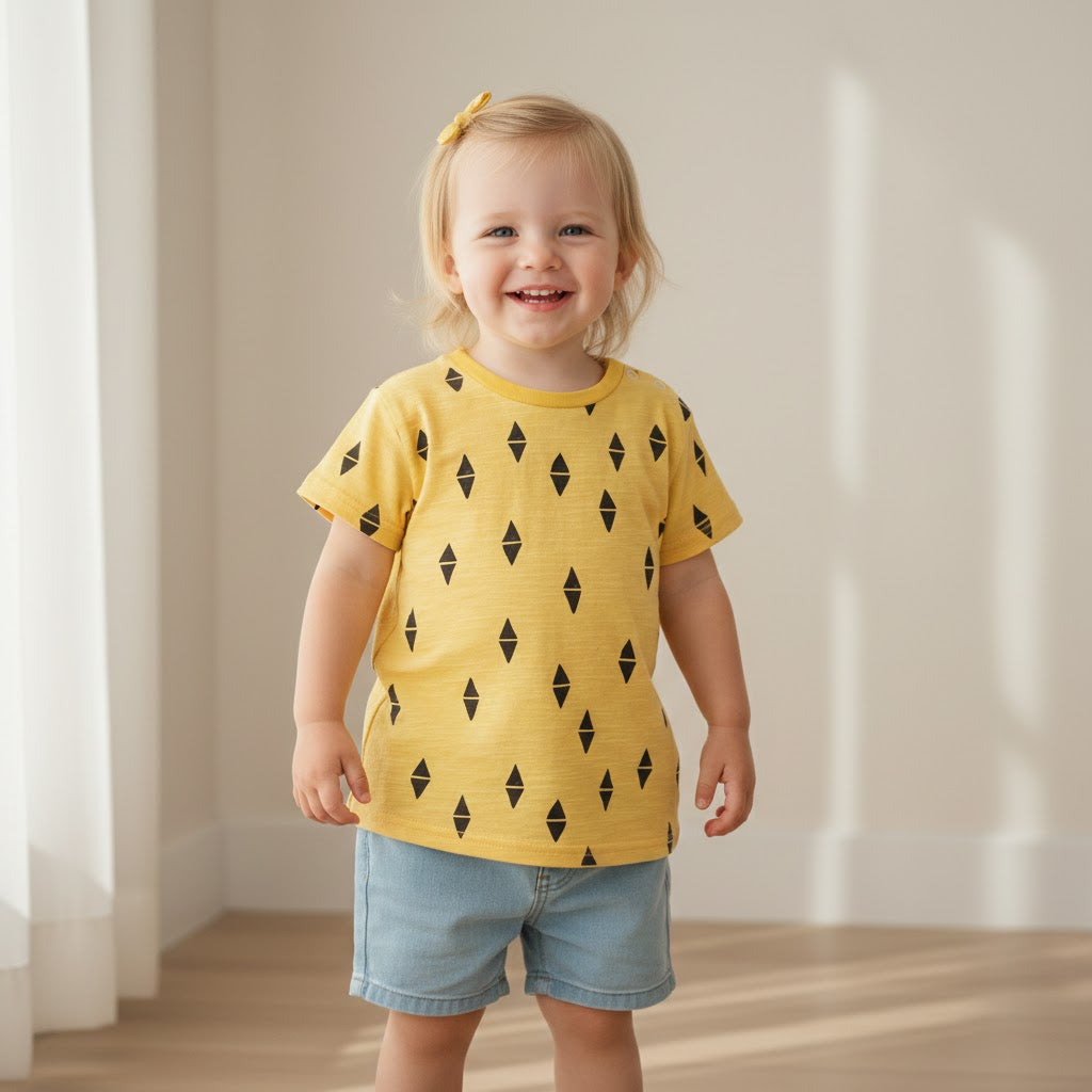 HIPZOO Organic Cotton Diamond Slub Baby T-Shirt – OCS Certified 100% Organic / Fluorescent-Free / Made in Korea