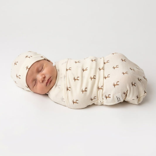 HIPZOO TENCEL™ Modal Newborn Cocoon Swaddle & Hat Set – h logo pattern-Like Baby Wrap, Made in Korea