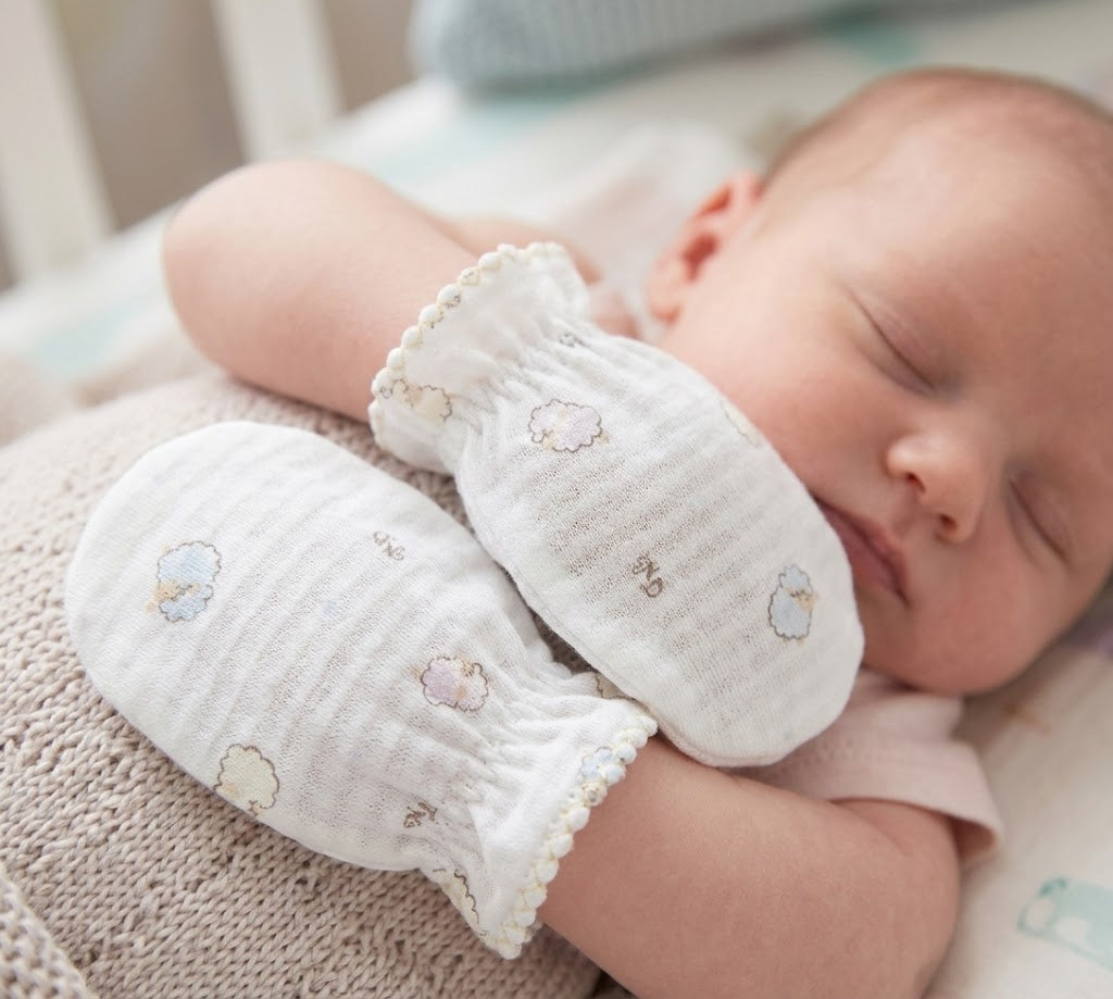 HIPZOO Organic Cotton Summer Baby Mittens (3-Pack) – Lightweight Jacquard Newborn No-Scratch Gloves | Made in Korea