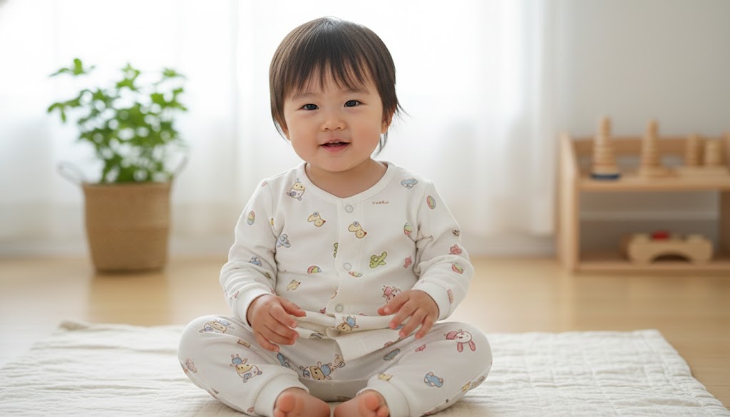 Hipzoo Organic Cotton Baby Pajama Set – Toy Print Infant & Toddler Loungewear (6M Front-Open / 12–24M Shoulder Snap) – Made in Korea