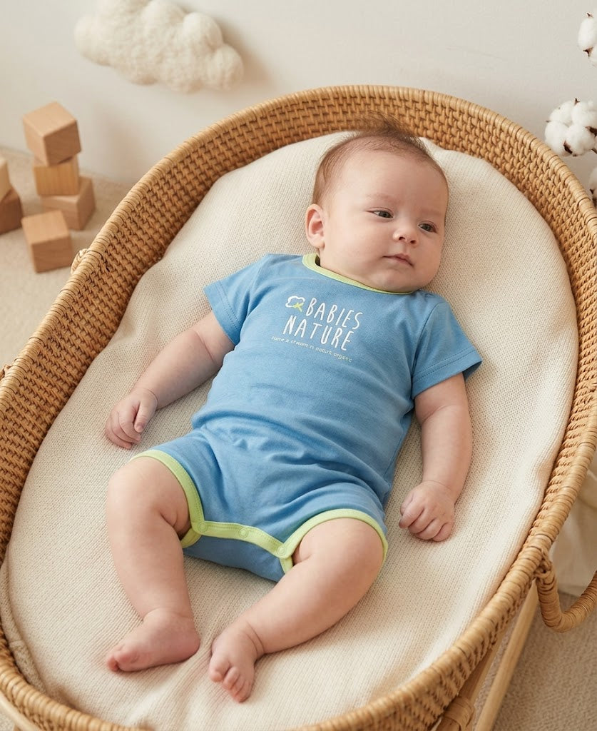 Soft & Cooling Bamboo Baby Short Sleeve Romper – Snap Button Summer Bodysuit