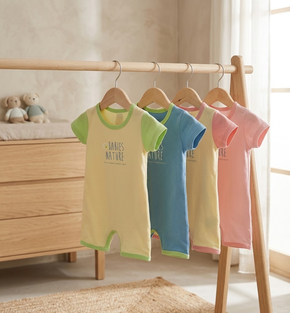 Soft & Cooling Bamboo Baby Short Sleeve Romper – Snap Button Summer Bodysuit