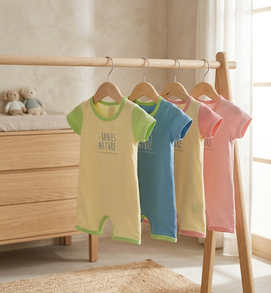Soft & Cooling Bamboo Baby Short Sleeve Romper – Snap Button Summer Bodysuit