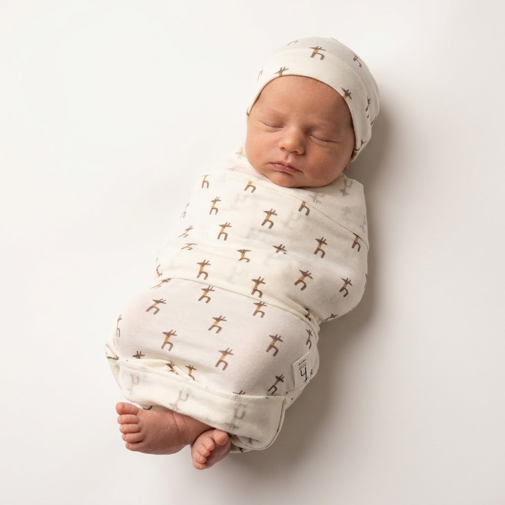 HIPZOO TENCEL™ Modal Newborn Cocoon Swaddle & Hat Set – h logo pattern-Like Baby Wrap, Made in Korea